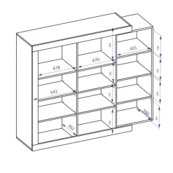 Garnero Arredamenti Madia 151x128h cm 4 ante moderna bianco lucido rovere Aria Hot
