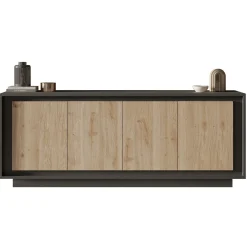 Garnero Arredamenti Madia 207x80h cm 4 ante moderna antracite rovere chiaro Deluxe Antracite - Rovere Best