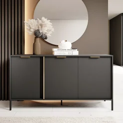 Garnero Arredamenti Madia 153x82h cm 3 ante moderna antracite Nebula Online