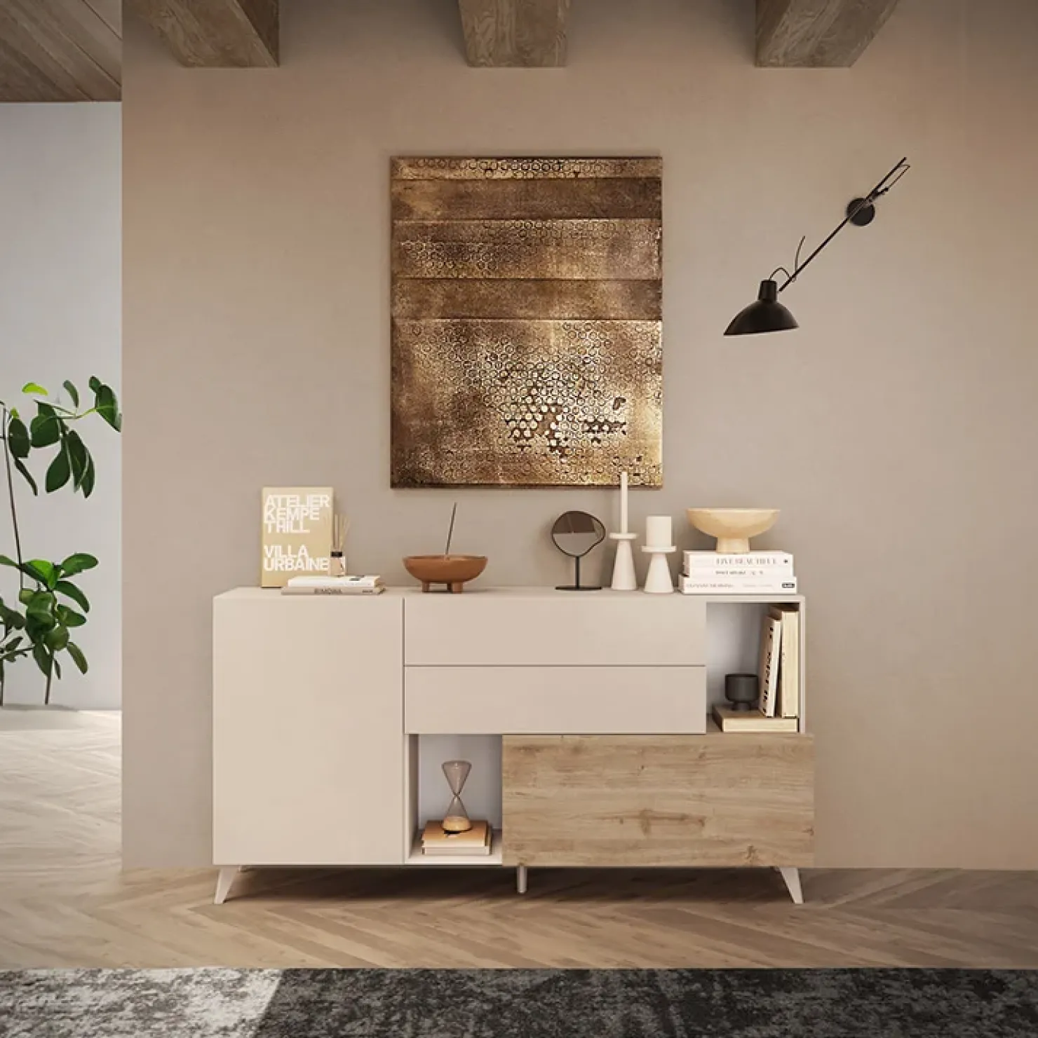 Garnero Arredamenti Madia 181x94h cm 2 ante moderna beige rovere chiaro Witty Rovere - Beige