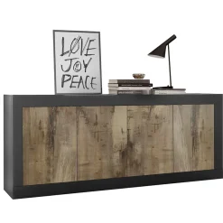 Garnero Arredamenti Madia 207x86h cm 4 ante moderna nero pero Eternity Rovere - Nero opaco Online