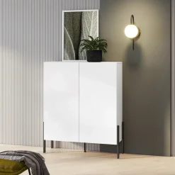 Garnero Arredamenti Madia 110x135h cm 2 ante moderna bianco Simple Bianco Opaco - Bianco opaco Outlet