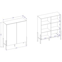 Garnero Arredamenti Madia 110x135h cm 2 ante moderna bianco Simple Bianco Opaco - Bianco opaco Outlet