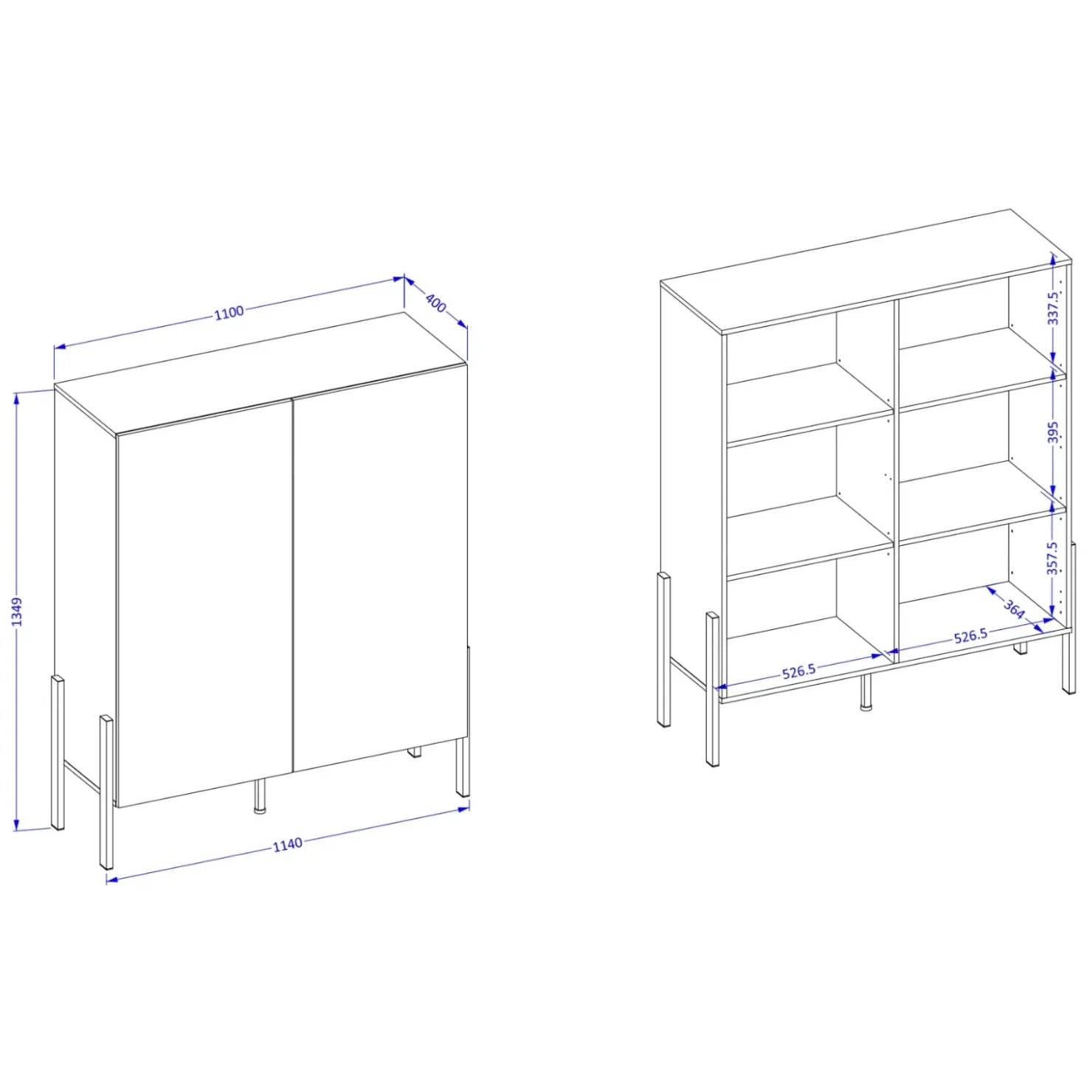 Garnero Arredamenti Madia 110x135h cm 2 ante moderna bianco Simple Bianco Opaco - Bianco opaco Outlet