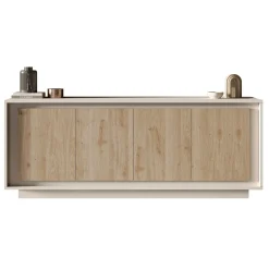 Garnero Arredamenti Madia 207x80h cm 4 ante moderna beige rovere chiaro Deluxe Rovere - Beige New