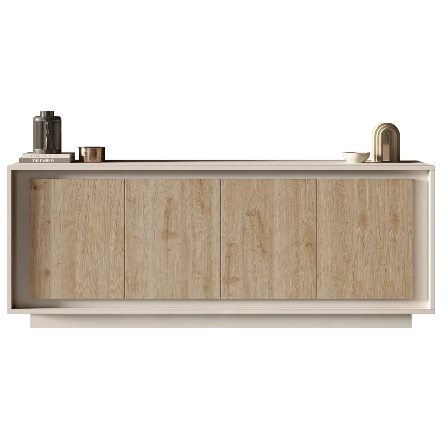 Garnero Arredamenti Madia 207x80h cm 4 ante moderna beige rovere chiaro Deluxe Rovere - Beige New