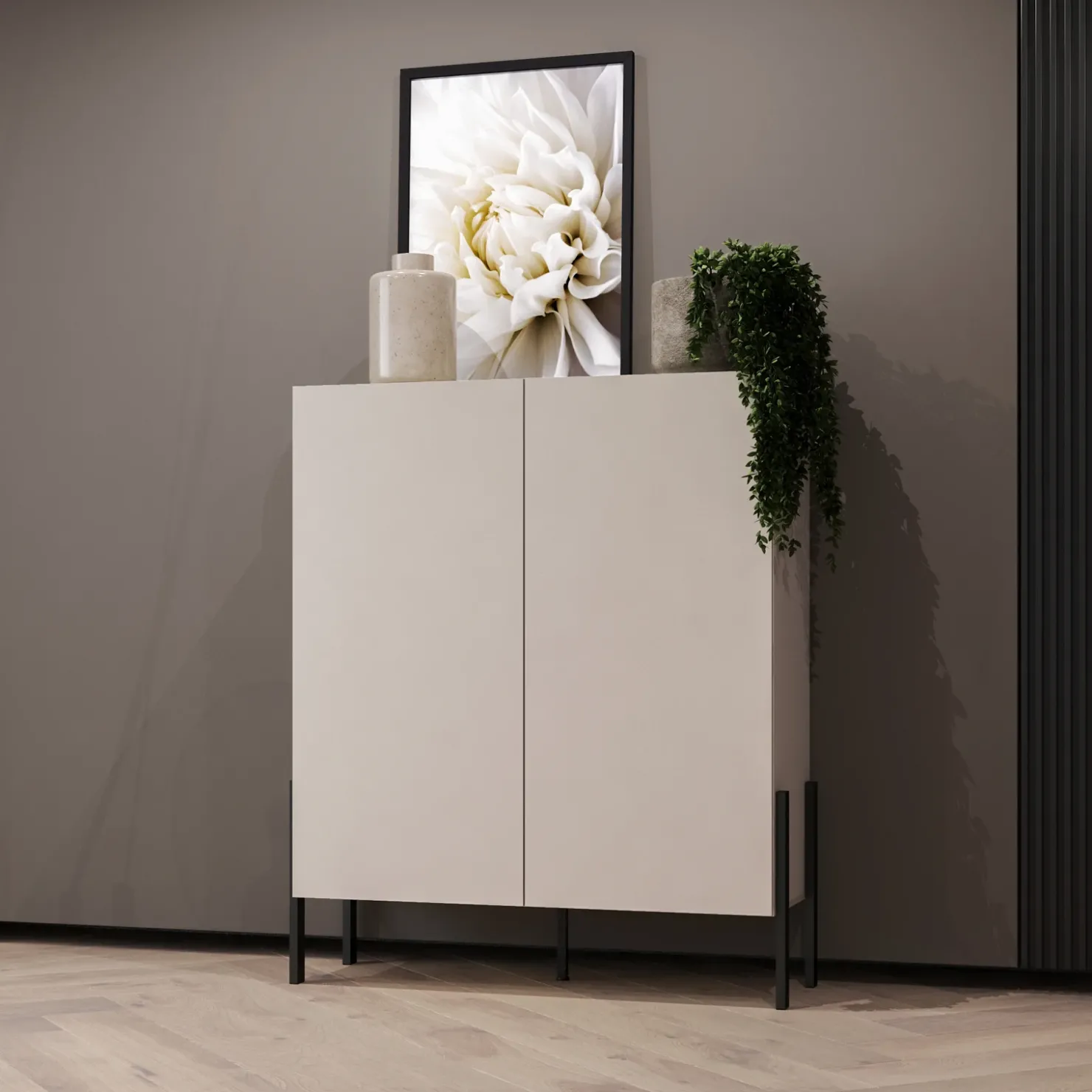 Garnero Arredamenti Madia 110x135h cm 2 ante moderna beige cashmere Simple Beige - Beige