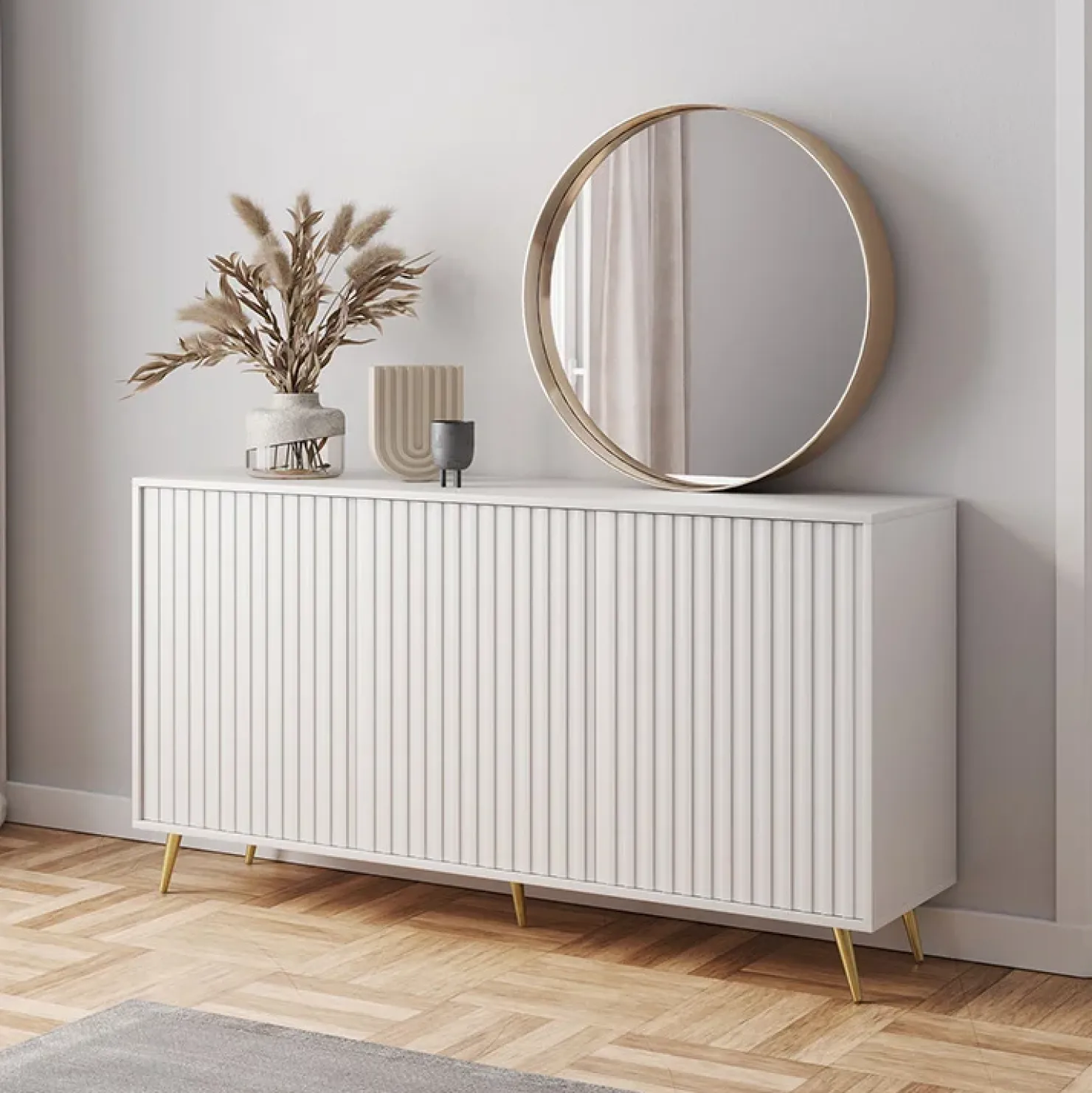 Garnero Arredamenti Madia 154x78h cm 3 ante moderna bianco Celestia Bianco Opaco Best