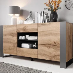 Garnero Arredamenti Madia 164x80h cm 2 ante moderna soggiorno rovere grigio Tampere Hot
