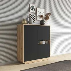 Garnero Arredamenti Madia 121x126h cm 3 ante moderna nero opaco rovere Esmond Best