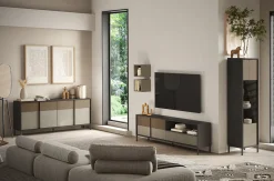 Garnero Arredamenti Madia 206x86h cm 4 ante moderna antracite tortora Every New