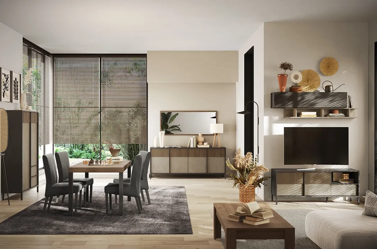 Garnero Arredamenti Madia 206x86h cm 4 ante moderna antracite tortora Every New