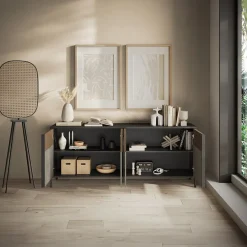 Garnero Arredamenti Madia 206x86h cm 4 ante moderna antracite tortora Every New