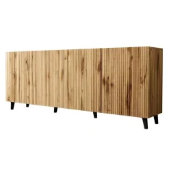 Garnero Arredamenti Madia 201x82h cm 4 ante moderna cannettato Essence Quercia Clearance