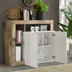 Garnero Arredamenti Madia 108x93h cm 2 ante moderna bianco lucido pero Invictus Bianco Lucido - Rovere Rustico Clearance