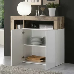 Garnero Arredamenti Madia 108x93h cm 2 ante moderna bianco lucido pero Invictus Bianco Lucido - Rovere Rustico Clearance