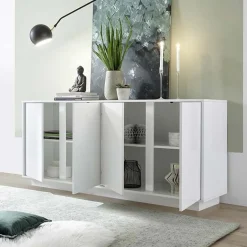 Garnero Arredamenti Madia 180x79h cm 4 ante moderna soggiorno bianco lucido Spirit Online