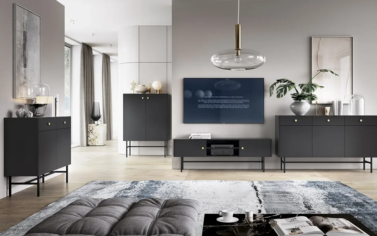 Garnero Arredamenti Madia 105x90h cm 2 ante moderna nero Eterna Nero Opaco Clearance