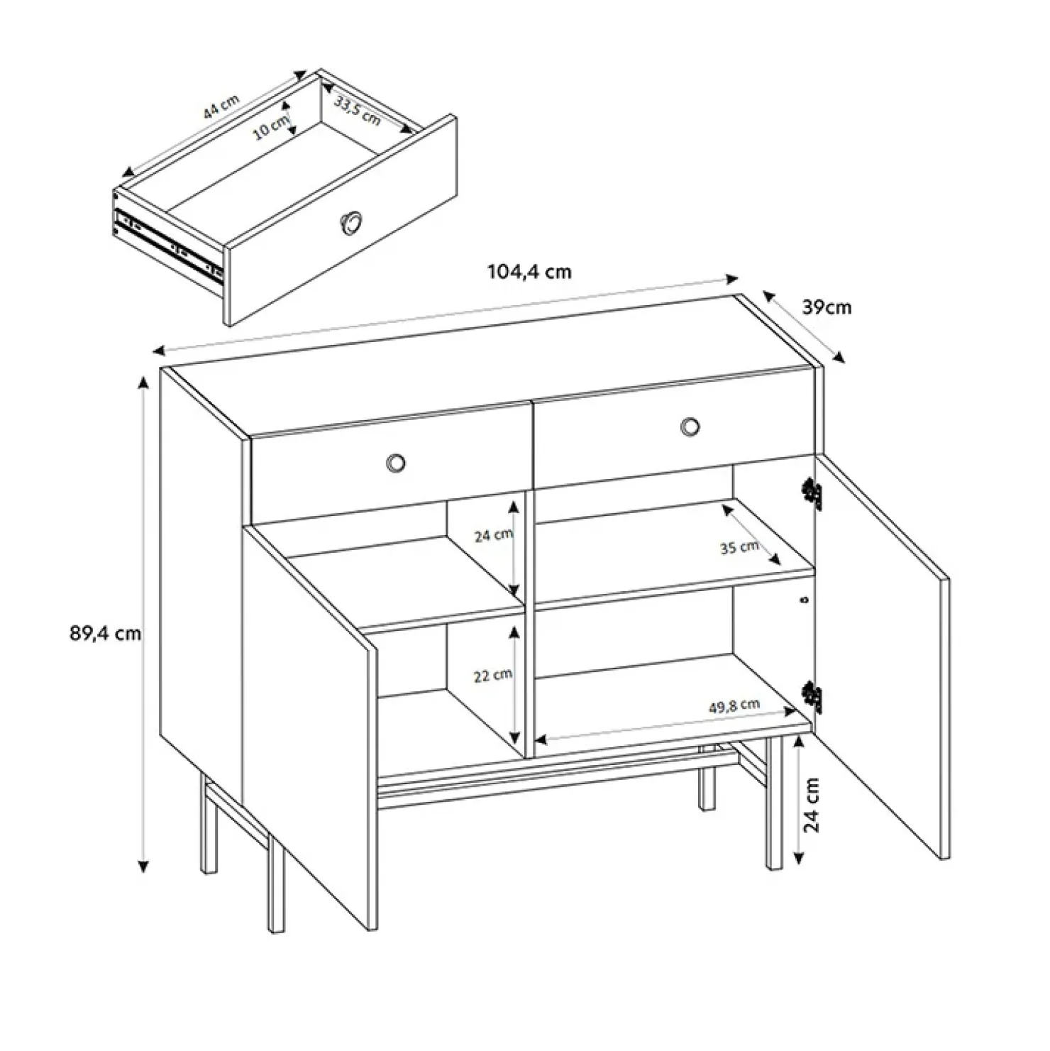 Garnero Arredamenti Madia 105x90h cm 2 ante moderna nero Eterna Nero Opaco Clearance