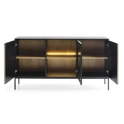 Garnero Arredamenti Madia 153x83h cm 3 ante moderna nero rovere antico cannettato Bali Discount