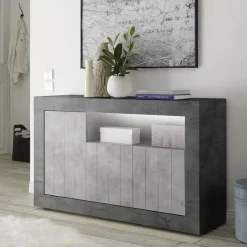 Garnero Arredamenti Madia 138x86h cm 3 ante moderna ossido cemento Florena Cemento - Ossido Clearance