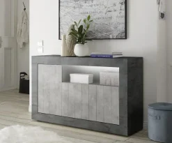 Garnero Arredamenti Madia 138x86h cm 3 ante moderna ossido cemento Florena Cemento - Ossido Clearance