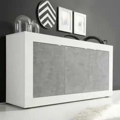 Garnero Arredamenti Madia 160x86h cm 3 ante moderna bianco lucido cemento Eternity Cemento - Bianco Lucido Online