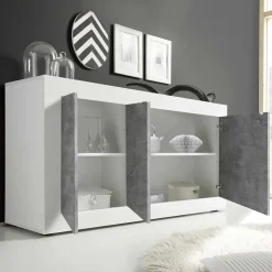 Garnero Arredamenti Madia 160x86h cm 3 ante moderna bianco lucido cemento Eternity Cemento - Bianco Lucido Online