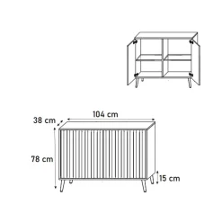 Garnero Arredamenti Madia 104x78h cm 2 ante moderna rovere cannettato nero Celestia Rovere Rustico - Nero opaco Outlet
