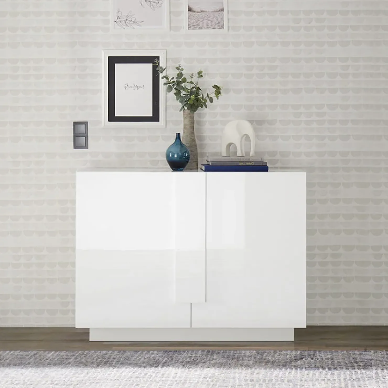 Garnero Arredamenti Madia 120x90h cm 2 ante moderna bianco laccato lucido Alvarez Bianco Lucido Sale