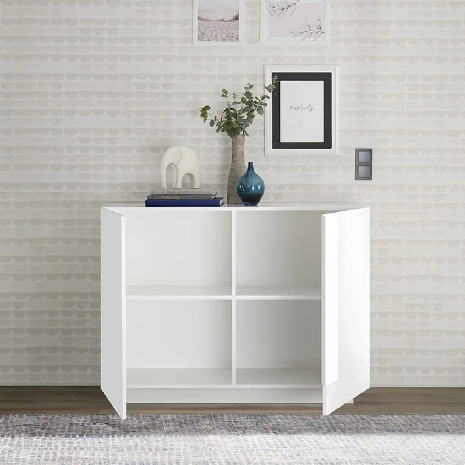 Garnero Arredamenti Madia 120x90h cm 2 ante moderna bianco laccato lucido Alvarez Bianco Lucido Sale