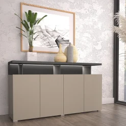 Garnero Arredamenti Madia 153x84h cm 4 ante moderna beige grigio Matt Outlet