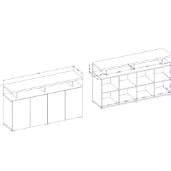Garnero Arredamenti Madia 153x84h cm 4 ante moderna beige grigio Matt Outlet