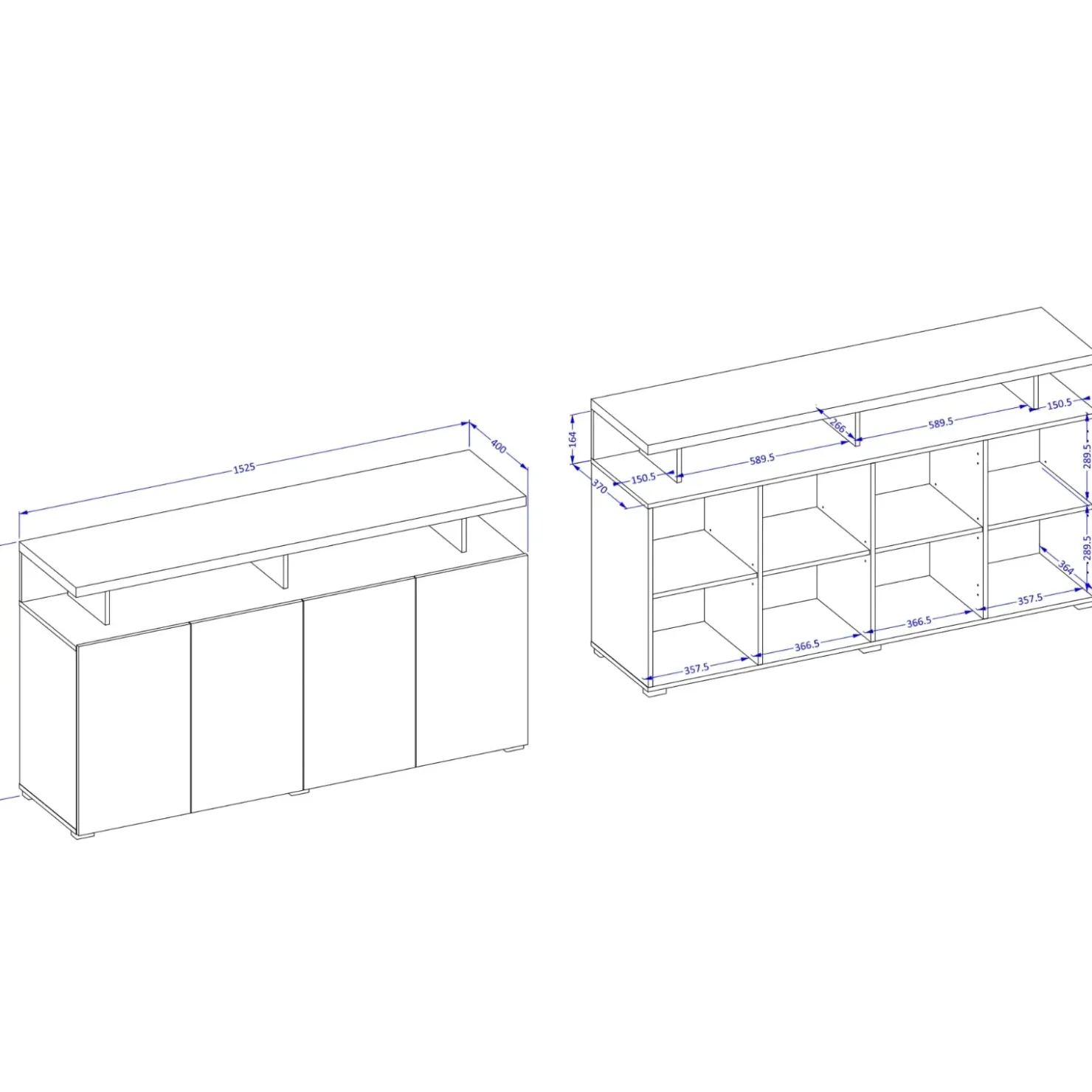 Garnero Arredamenti Madia 153x84h cm 4 ante moderna beige grigio Matt Outlet