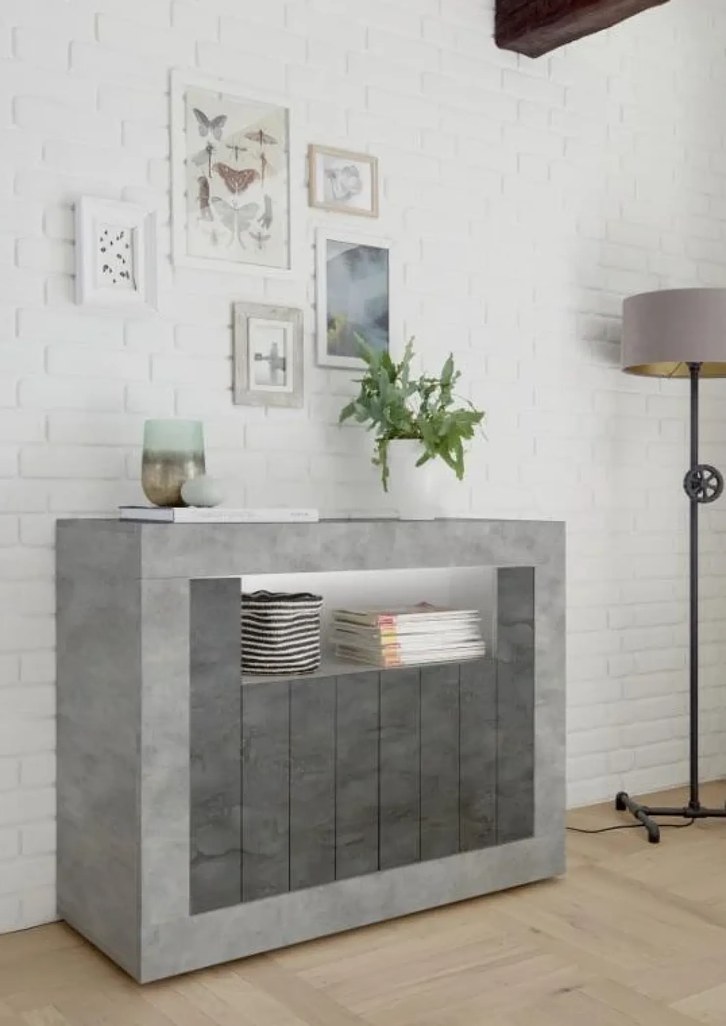 Garnero Arredamenti Madia 110x86h cm 2 ante moderna cemento ossido Florena Ossido - Cemento Best