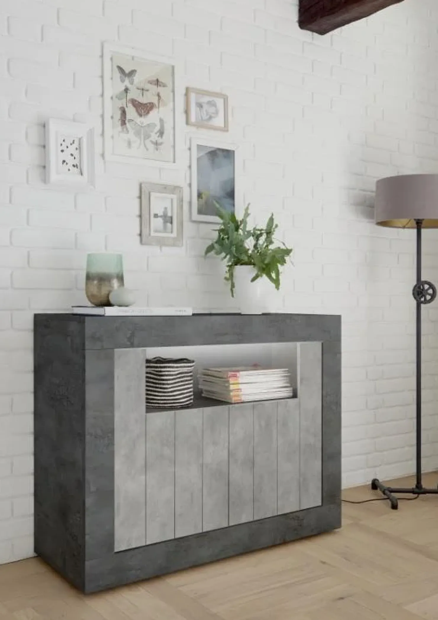 Garnero Arredamenti Madia 110x86h cm 2 ante moderna soggiorno ossido cemento Florena Ossido - Cemento Sale