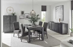 Garnero Arredamenti Madia 180x79h cm 4 ante moderna effetto Viking Marmo Nero Clearance