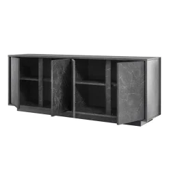 Garnero Arredamenti Madia 180x79h cm 4 ante moderna effetto Viking Marmo Nero Clearance