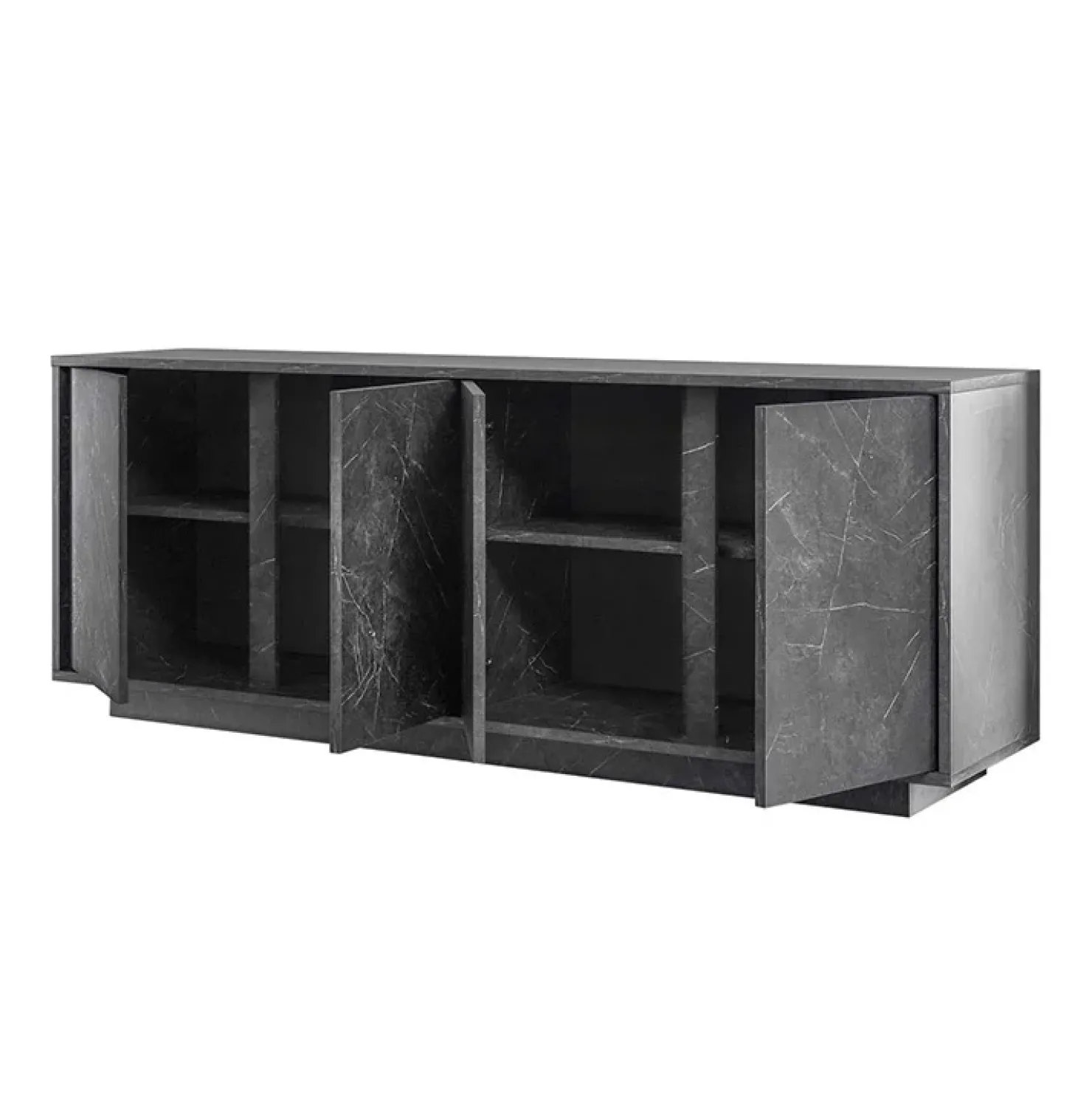 Garnero Arredamenti Madia 180x79h cm 4 ante moderna effetto Viking Marmo Nero Clearance