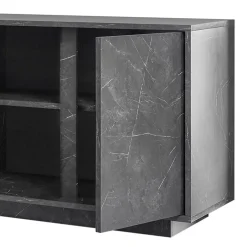 Garnero Arredamenti Madia 180x79h cm 4 ante moderna effetto Viking Marmo Nero Clearance