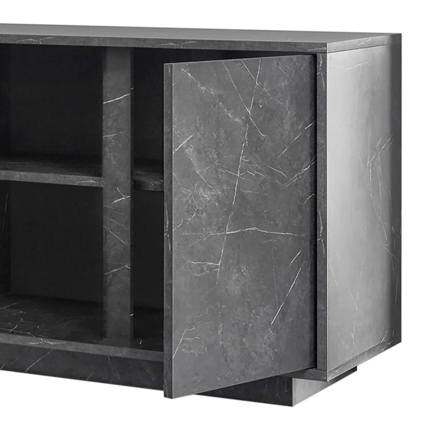 Garnero Arredamenti Madia 180x79h cm 4 ante moderna effetto Viking Marmo Nero Clearance