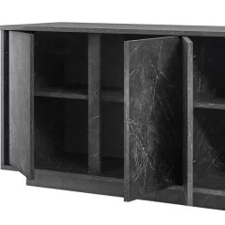 Garnero Arredamenti Madia 180x79h cm 4 ante moderna effetto Viking Marmo Nero Clearance