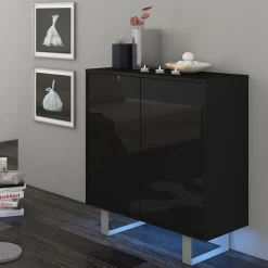 Garnero Arredamenti Madia 80x90h cm 2 ante moderna nero opaco e lucido Kelli Gihome® Nero Lucido Best