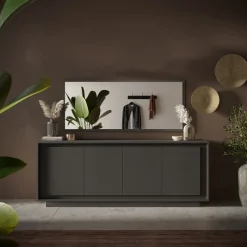 Garnero Arredamenti Madia 207x80h cm 4 ante moderna Deluxe Antracite Online