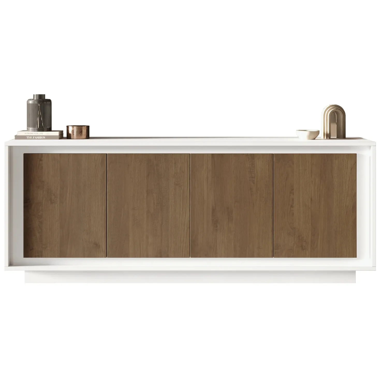 Garnero Arredamenti Madia 207x80h cm 4 ante moderna bianco opaco rovere scuro Deluxe Bianco Opaco - Rovere Rustico Online