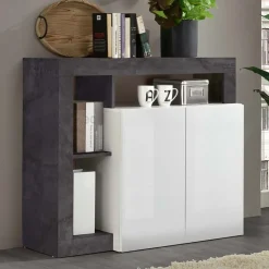 Garnero Arredamenti Madia 108x93h cm 2 ante moderna bianco lucido ossido Invictus Bianco Lucido - Ossido