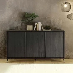 Garnero Arredamenti Madia 156x84h cm 3 ante moderna soggiorno Tosca Nero Frassinato Best