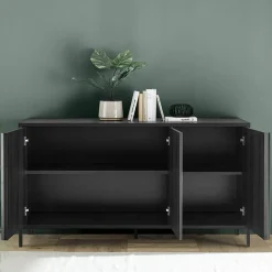Garnero Arredamenti Madia 156x86h cm 3 ante moderna nero frassinato Absolut