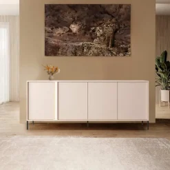 Garnero Arredamenti Madia 203x82h cm 4 ante moderna beige Melly Discount