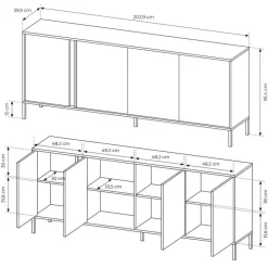 Garnero Arredamenti Madia 203x82h cm 4 ante moderna beige Melly Discount